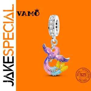 Colorful Phoenix Sterling Silver Bead for Jewelry