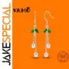 Sterling Silver Rabbit Earrings with Enamel & Zircons