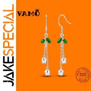 Sterling Silver Rabbit Earrings with Enamel & Zircons