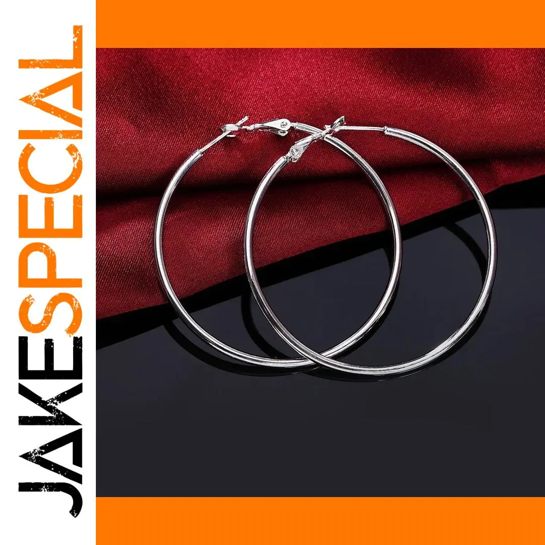 Sterling Silver Hoop Earrings 5-8 cm 1 Sterling Silver Hoop Earrings 5-8 cm