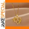 Gold Stainless Steel Zircon Heart Necklace