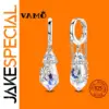 Celestial Silver Drop Earrings with Crystal and Motifs