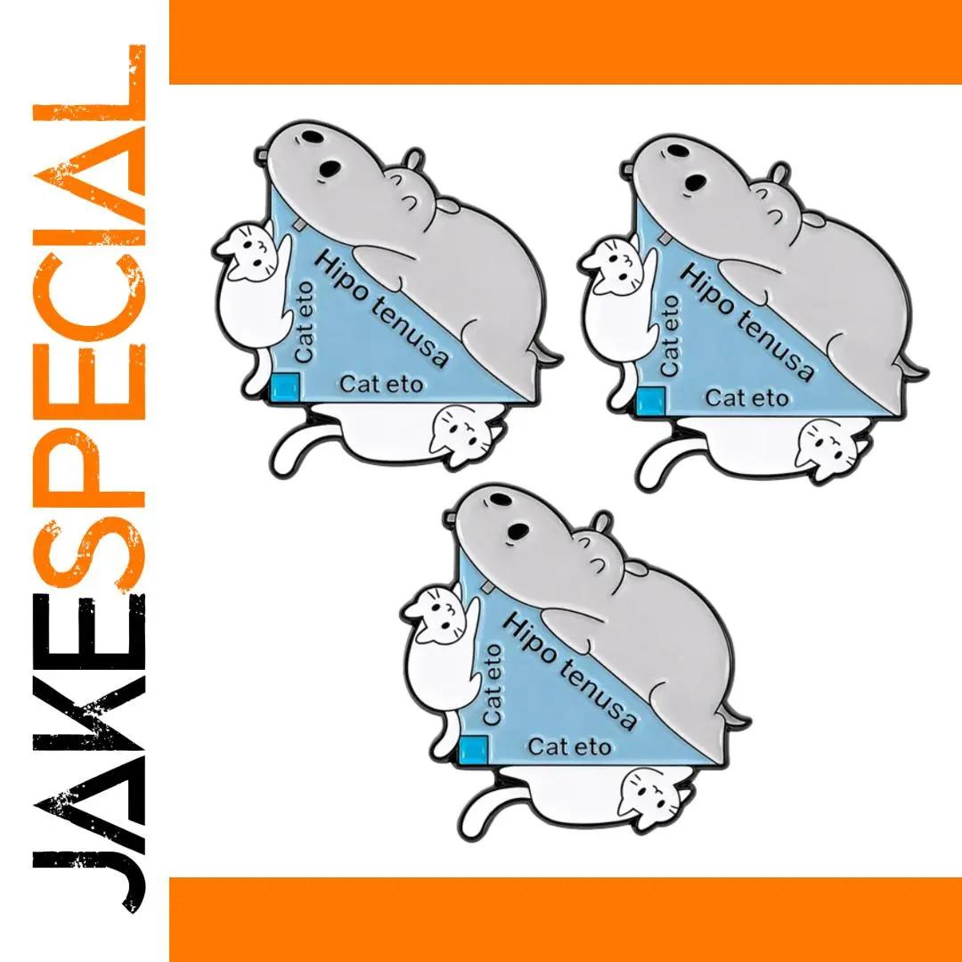 Cute Hippo and Cat Brooch Set for Accessories 1 Cute Hippo and Cat Brooch Set for Accessories