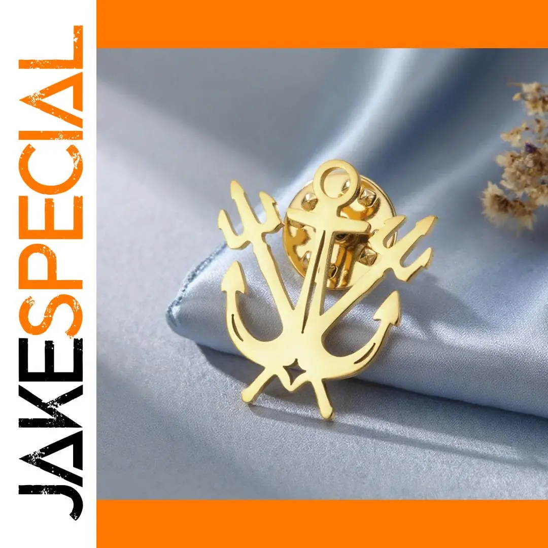 Nordic Mythology Anchor Trident Brooch 1 Nordic Mythology Anchor Trident Brooch