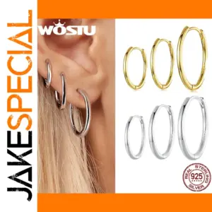 Silver Hoop Earrings 8/12/17mm Sterling Silver