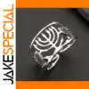 Stainless Steel Menorah Ring with Geometric Design