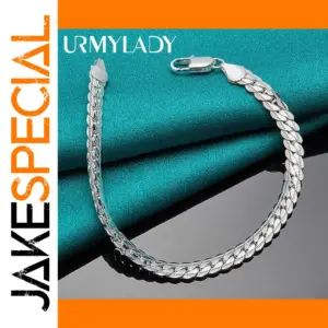 Sterling Silver Geometric Chain Bracelet