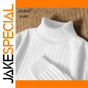 White Knitted Men's Turtleneck Sweater