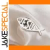 Stainless Steel Jesus Fish Brooch 29x10mm