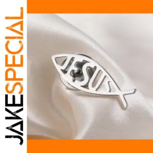 Stainless Steel Jesus Fish Brooch 29x10mm