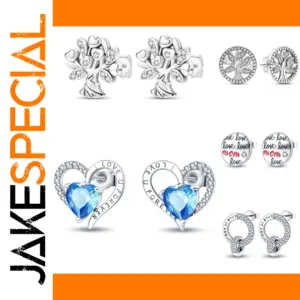Silver Heart Zircon Earrings for Women