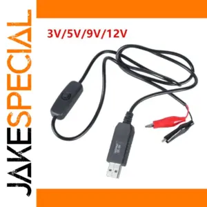 Alligator Clip to USB Power Adapter, 3V–12V