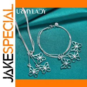 Silver Butterfly Jewelry Set for Women