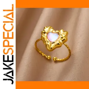 Stainless Steel Pink Heart Ring