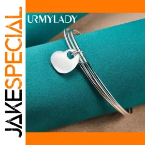 Silver Heart Bangles Set for Women