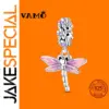Pink Sterling Silver Dragonfly Charm for Jewelry