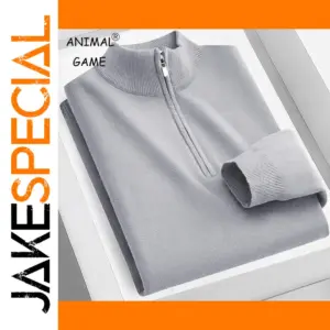 Light Grey Animal Game Knit Men's Pullover