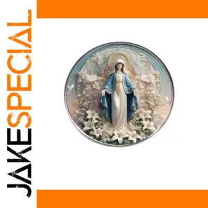 Sacred Madonna Brooch with Silver Finish