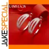 Sterling Silver 33mm Hoop Earrings with Zircon