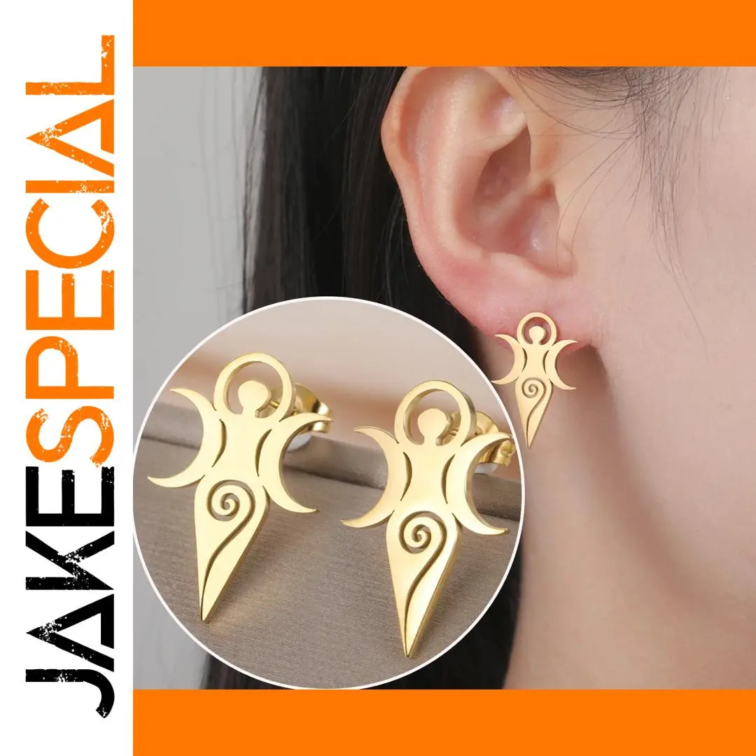 Stainless Steel Wiccan Spiral Goddess Earrings 1 Stainless Steel Wiccan Spiral Goddess Earrings