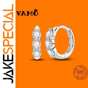 Elegant 925 Silver Hoop Earrings with Zirconium