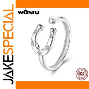 Sterling Silver Horseshoe Ring with Zircon Accents