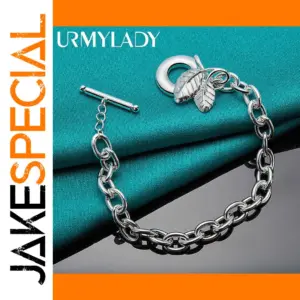Elegant Silver Double Leaf Bracelet for Women