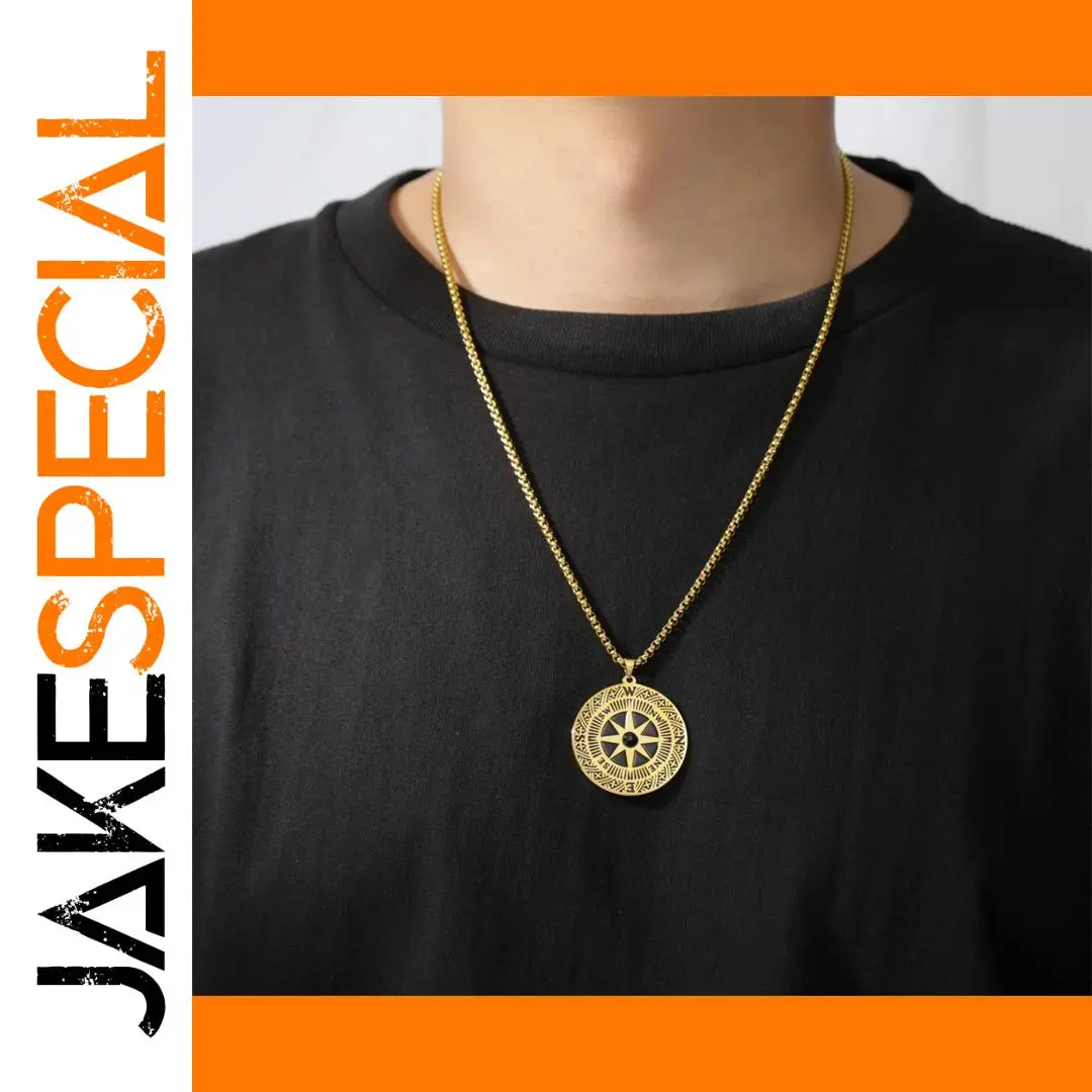 Vintage Stainless Steel Compass Necklace for Men and Women 1 Vintage Stainless Steel Compass Necklace for Men and Women