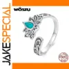 Vintage Silver Lotus Ring with Turquoise
