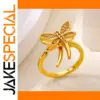 Stainless Steel Gold Dragonfly Ring
