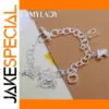 Silver Charm Bracelet with Geometric & Animal Charms