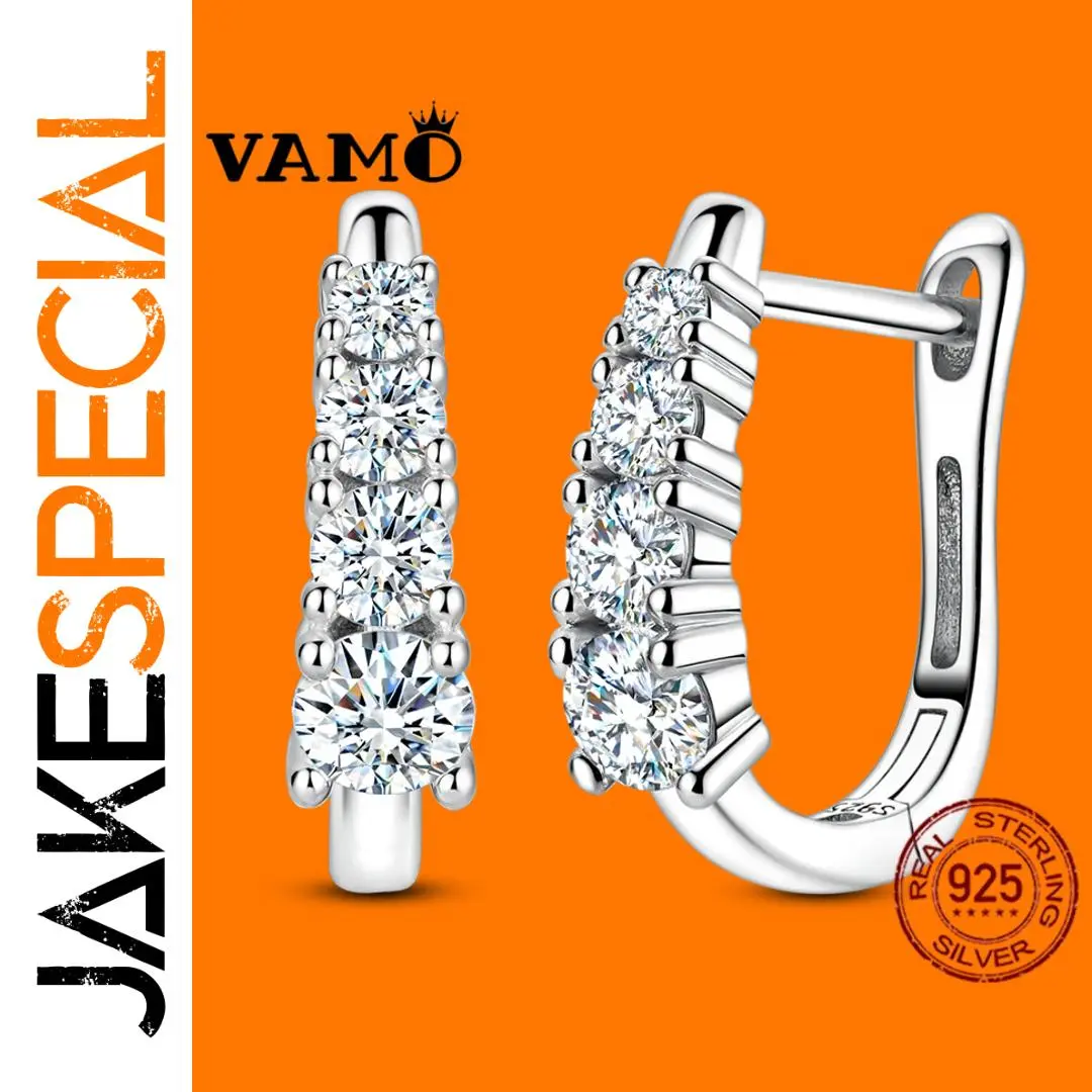 Elegant 925 Sterling Silver Moissanite Hoop Earrings 1 Elegant 925 Sterling Silver Moissanite Hoop Earrings