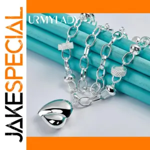 Silver Heart Necklace with 925 Sterling Silver