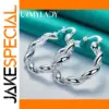 Sterling Silver Rope Hoop Earrings for Women