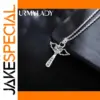 Silver Angel Cross Necklace with Crystal Pendant
