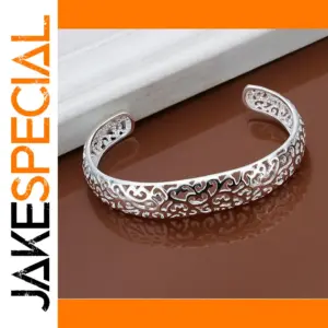 Elegant Sterling Silver Open Cuff Bracelet