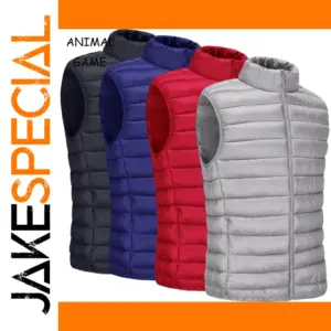 Men's Casual Puffer Vest with Zippered Pockets