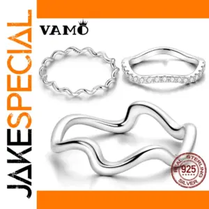 Wave Silver Ring with Zircon Stones