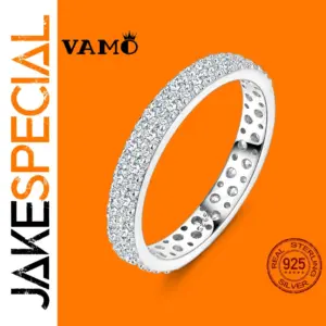 Sterling Silver Moissanite Ring with Geometric Design