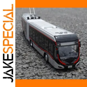 1:42 Scale Silver and Blue Articulated Bus Model