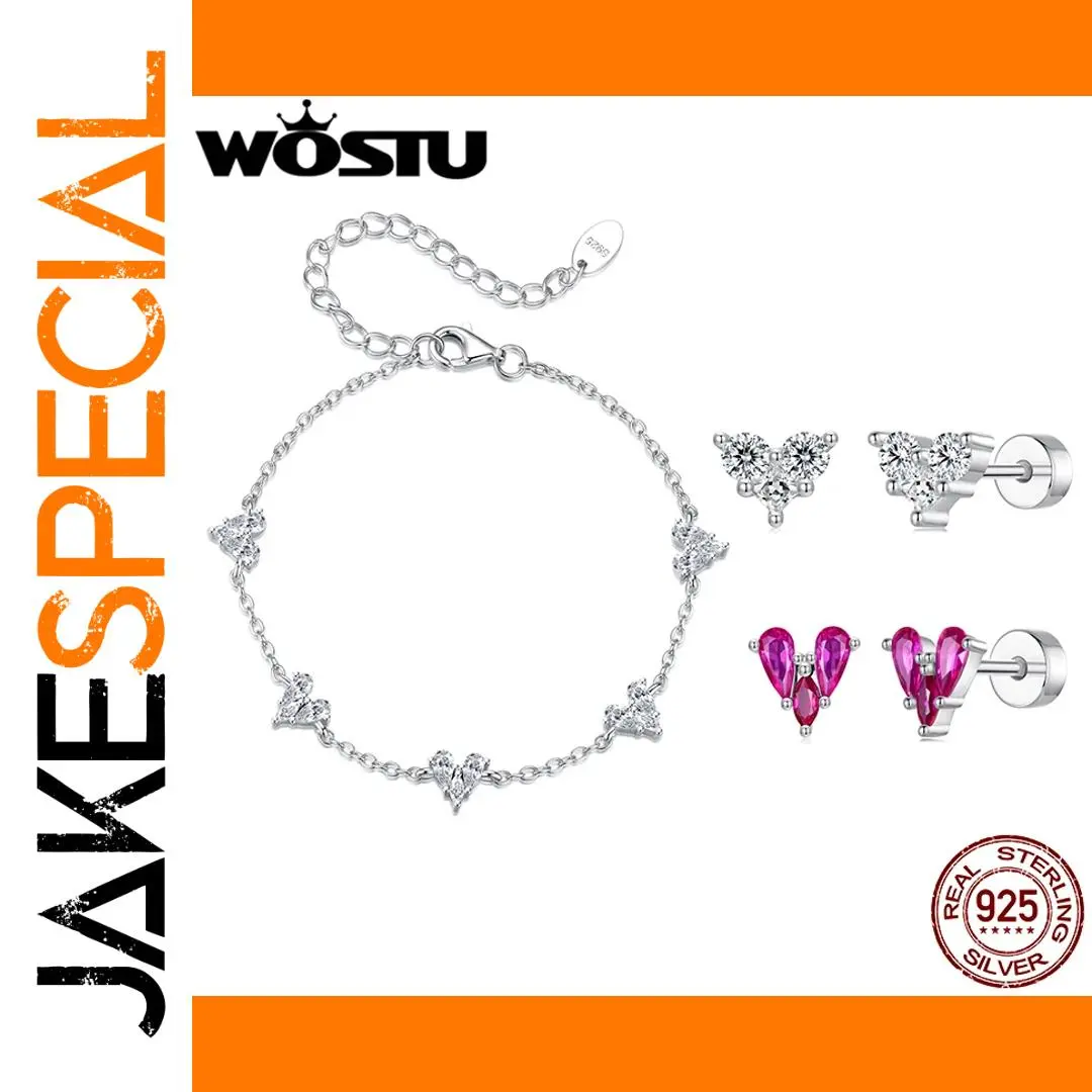 Heart Jewelry Set with Sterling Silver and Cubic Zirconia 1 Heart Jewelry Set with Sterling Silver and Cubic Zirconia