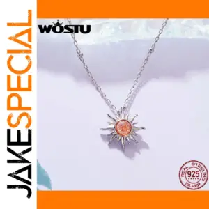 Vintage Sun Pendant Necklace in Silver and Rhodochrosite