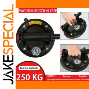Heavy-Duty 8-Inch Vacuum Suction Cup with Pressure Gauge