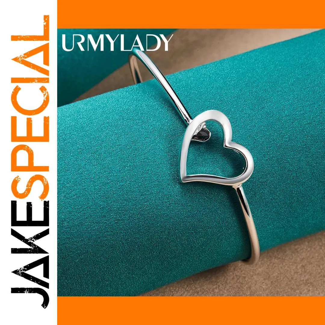 925 Sterling Silver Heart Cuff Bracelet for Women 1 925 Sterling Silver Heart Cuff Bracelet for Women