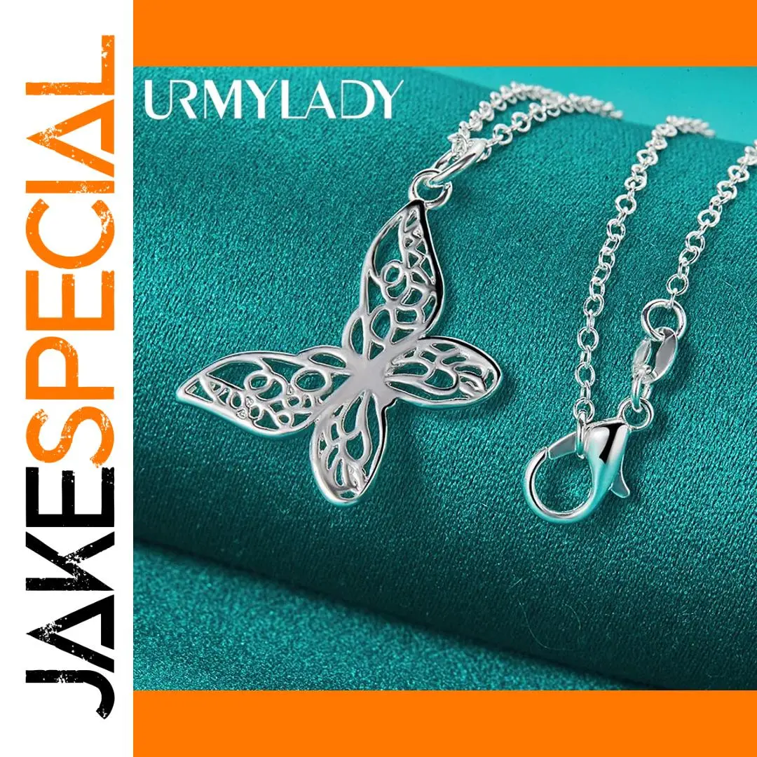Sterling Silver Butterfly Necklace with Chain 1 Sterling Silver Butterfly Necklace with Chain