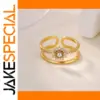 Stainless Steel Sun Ring with Zircon Accents