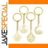 Gold Lotus Flower Stainless Steel Keychain