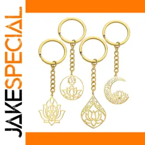 Gold Lotus Flower Stainless Steel Keychain
