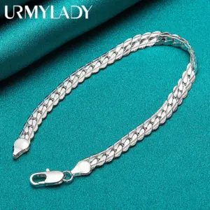 Sterling Silver Geometric Chain Bracelet 7 H645590cf4e9f452499b5cbe03b09a078Y
