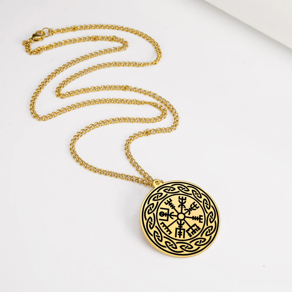 Viking Vegvisir Pendant Necklace Stainless Steel 4 Viking Vegvisir Pendant Necklace Stainless Steel - Image 4
